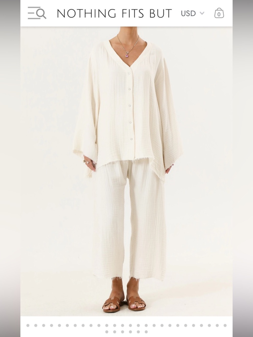 Nothing Fits But Cream Wide-Leg Gauze SET